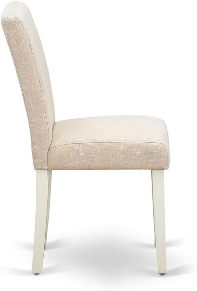 Light Beige Linen Upholstered Dining Chairs Set Of 2
