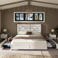 Barnwood White Farmhouse Storage Platform Bed Frame