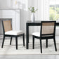 Black Rattan Dining Chairs Four Pack Sherpa Upholstered