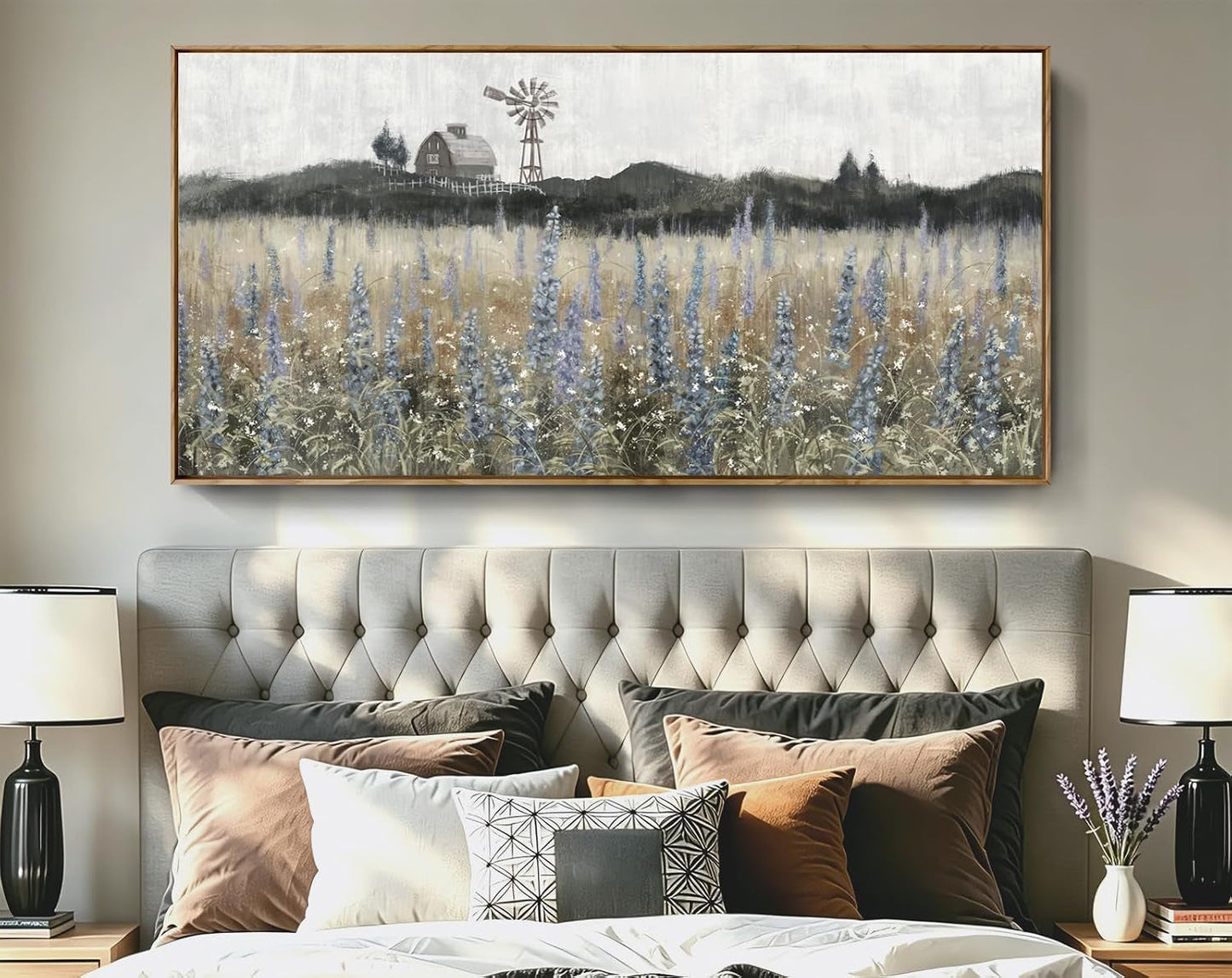Cerulean Purple Meadow Canvas Wall Art 48x24Inches