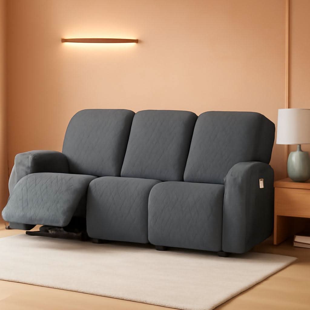 Midnight Charcoal 3 Piece Recliner Slipcover Stretch