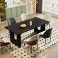 Black 71 Inch Dining Table For Six With Wood Pedestal
