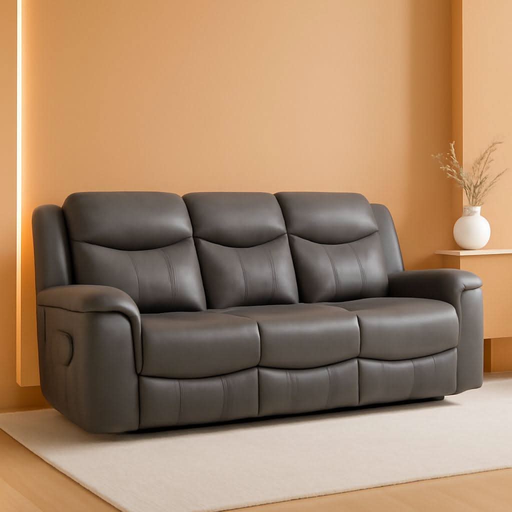 Charcoal Upholstered Reclining Sofa With Power Outlet