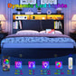 Queen Bed Frame With Storage Head board With LED Black