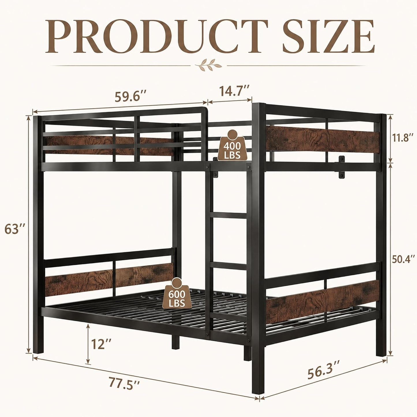 Full Over Full Industrial Grade Bunk Bed Ladder System