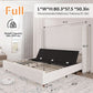 Full Size White Wing back Upholstered Head board Bed