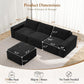 114 Inch Modular Contemporary Sectional Sofa Black