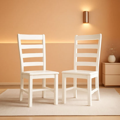 White Farmhouse Dining Chairs Set of 2 With Footrest