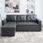 Sleeper Sectional Sofa With Convertible Bed In Dark Gray