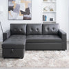 Sleeper Sectional Sofa With Convertible Bed In Dark Gray
