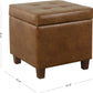 Small Distressed Brown Faux Leather Storage Ottoman