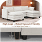 111Inch Modular Sectional Sofa Beige Upholstered Cushions-2