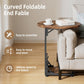 Folding C-Shaped End Table Authentic Walnut Finish