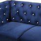 Royal Blue Crystal Tufted Velvet Sofa and Loveseat Set