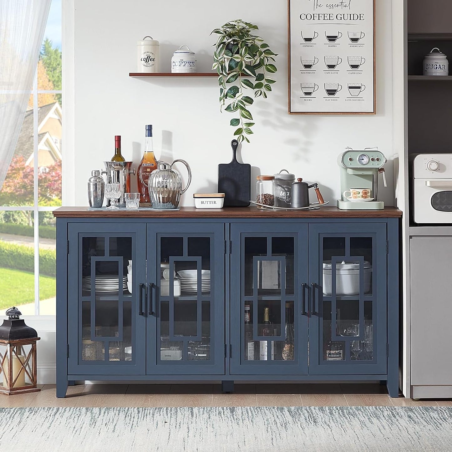 63Inch Navy Blue StorageUnit Sideboard Buffet Cabinet