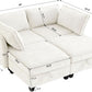 Beige Modular Sectional Sofa Featuring Sleeper Storage