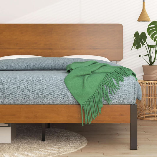 Full Size Platform Bed Frame Sustainable Bamboo Slats