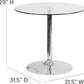 31.5 Inch Tempered Glass-Glass Dining Table Chromed Base