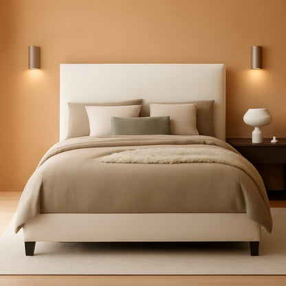 Cream Upholstered California King Platform Bed Frame