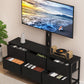 Black TV Entertainment Stand With Adjustable Mount