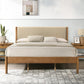 Luxurious Rubberwood Platform Bed Light Walnut King