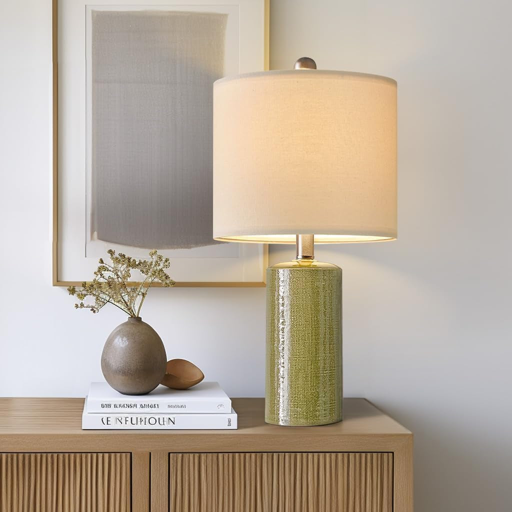 Industrial Green Ceramic Nightstand Table Lamp Modern-4