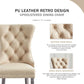 Leather Wingback Dining Chairs Set Of 4 Beige Nailhead Trim