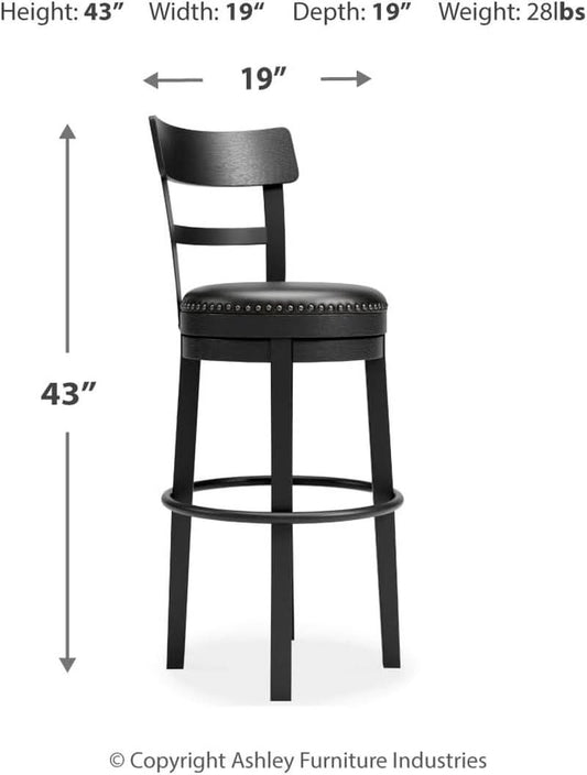 Valebeck 30.38 Black Upholstered Pub Height Swivel Barstool