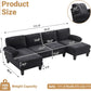 110 Inch U Shaped Sectional Couch For Living Room With Double Chaise In Chenille Fabric Black