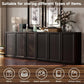 Dark Brown Adjustable Shelves Sideboard Buffet Cabinet