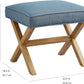 Indigo Blue Upholstered Ottoman Foot Stool 20Wx18Dx18H