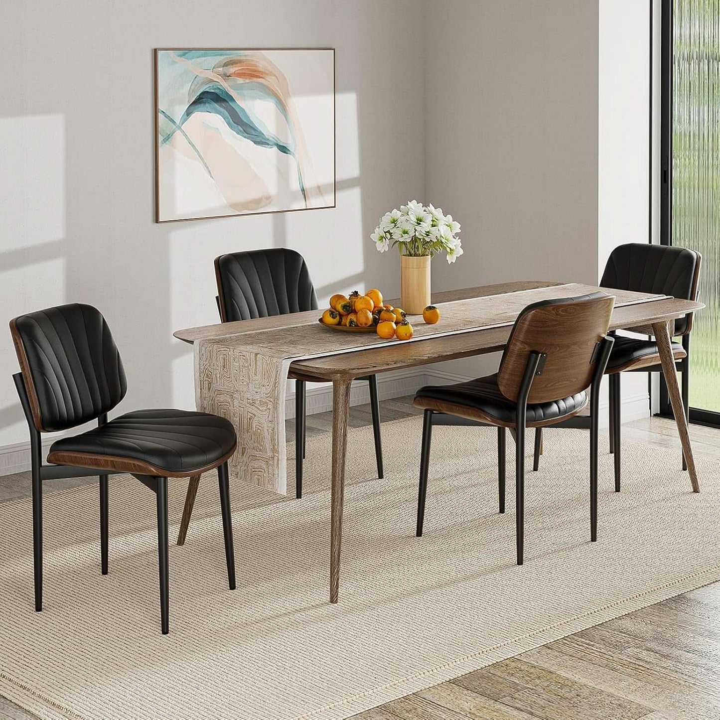 WalnutBack PULeather Dining Room Chairs Set Two Pack