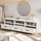 70 Inch TV Stand Antique White Entertainment Center