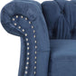 Three Piece Blue Velvet Chesterfield Sofa Set With Club Chair And Loveseat For Living Room-3