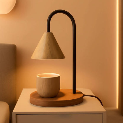 Candle Warmer Lamp Wood Grain Dimmable Wax Melt Warmer-0