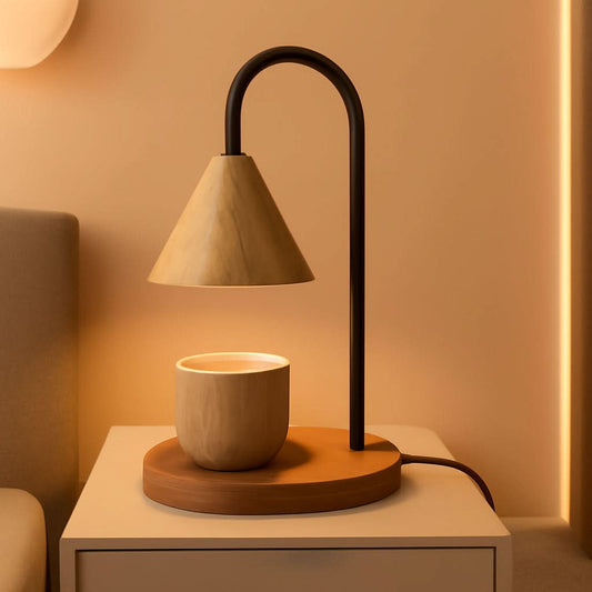 Candle Warmer Lamp Wood Grain Dimmable Wax Melt Warmer-0