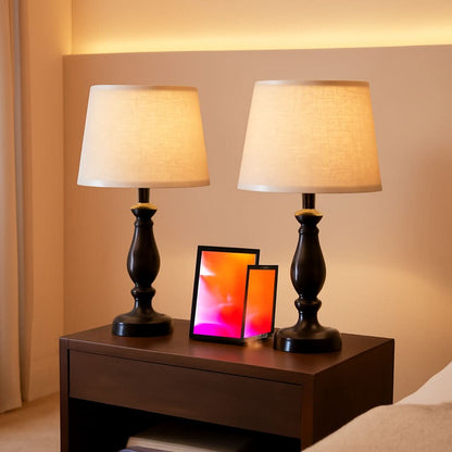 Bedside Table Lamps Set Of 2 With USB Ports And Dimmable