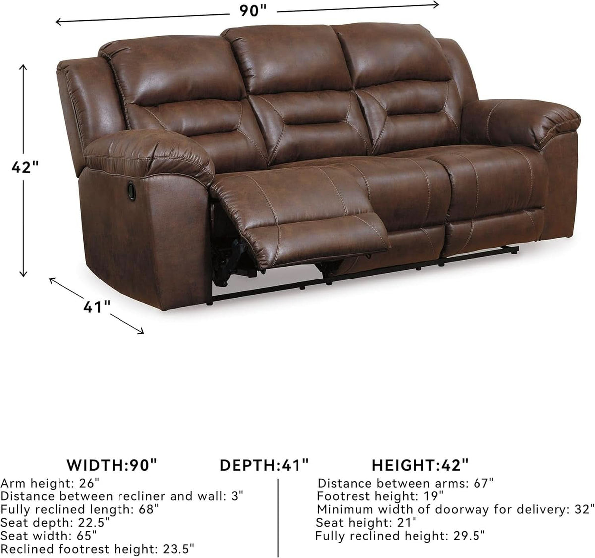 Dark Brown Luxurious Faux Leather Upholstered Sofa