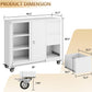 Forty Seven Inch Brilliant White Finish Rolling File Cabinet