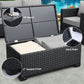 Six Piece Outdoor Wicker Furniture Set With Grey Cushions-4