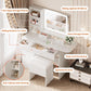 White Vanity Desk Illuminated Mirror Storage Cabinet-1