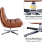 Brown Upholstered Faux Leather Swivel Chair Ottoman