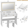 Makeup Vanity White Desk With Multifunctional Mirror