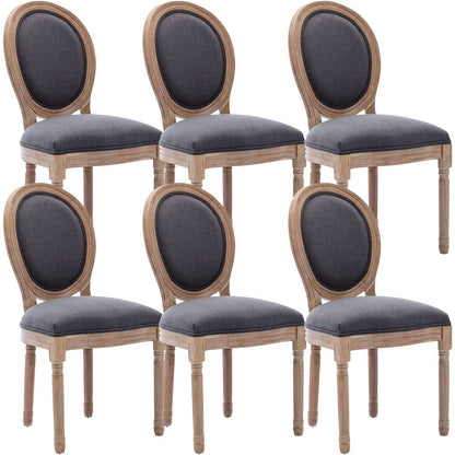 French Country Oak Upholstered Dining Chairs Set Of 6