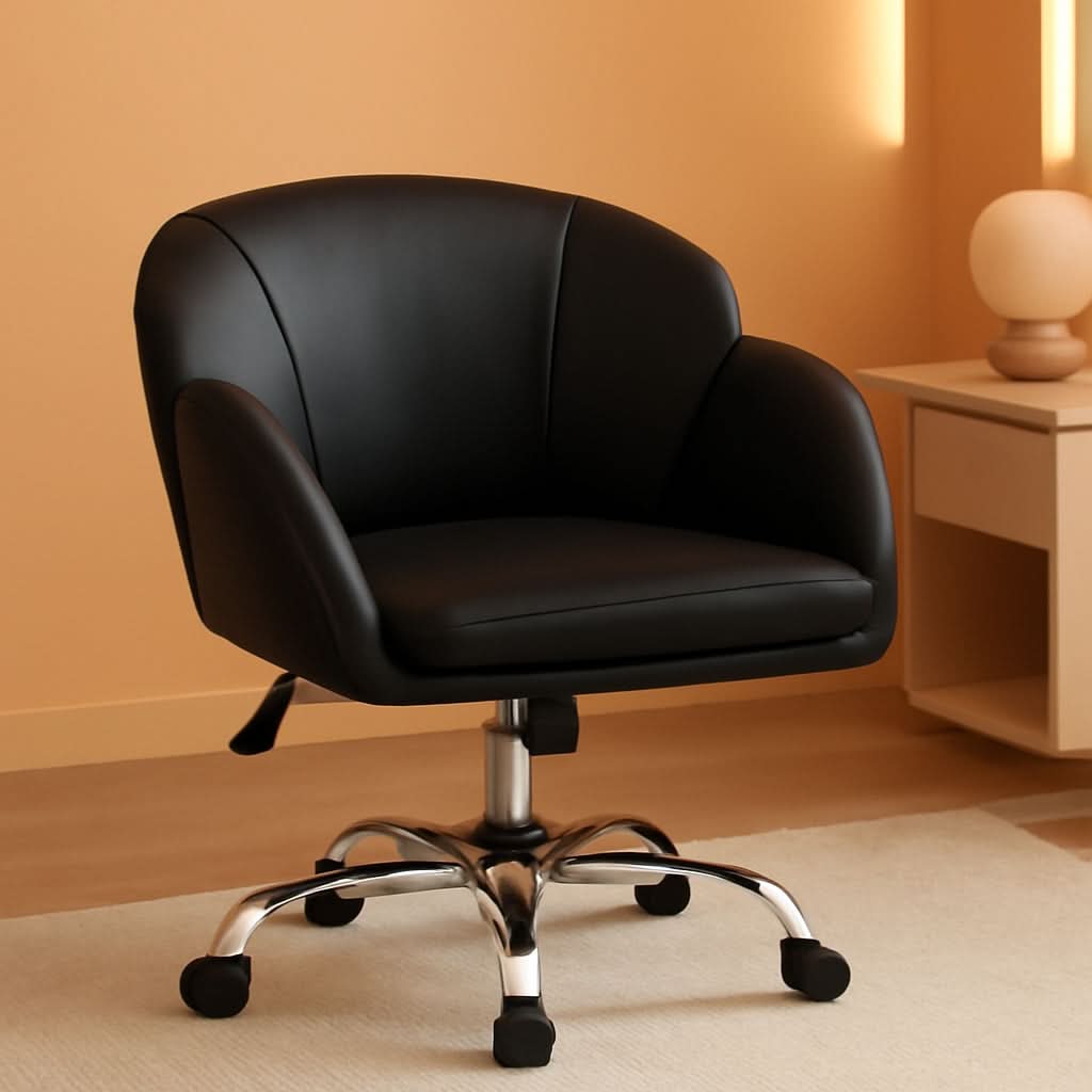 Black Velvet Upholstered Swivel Desk Chair For Office