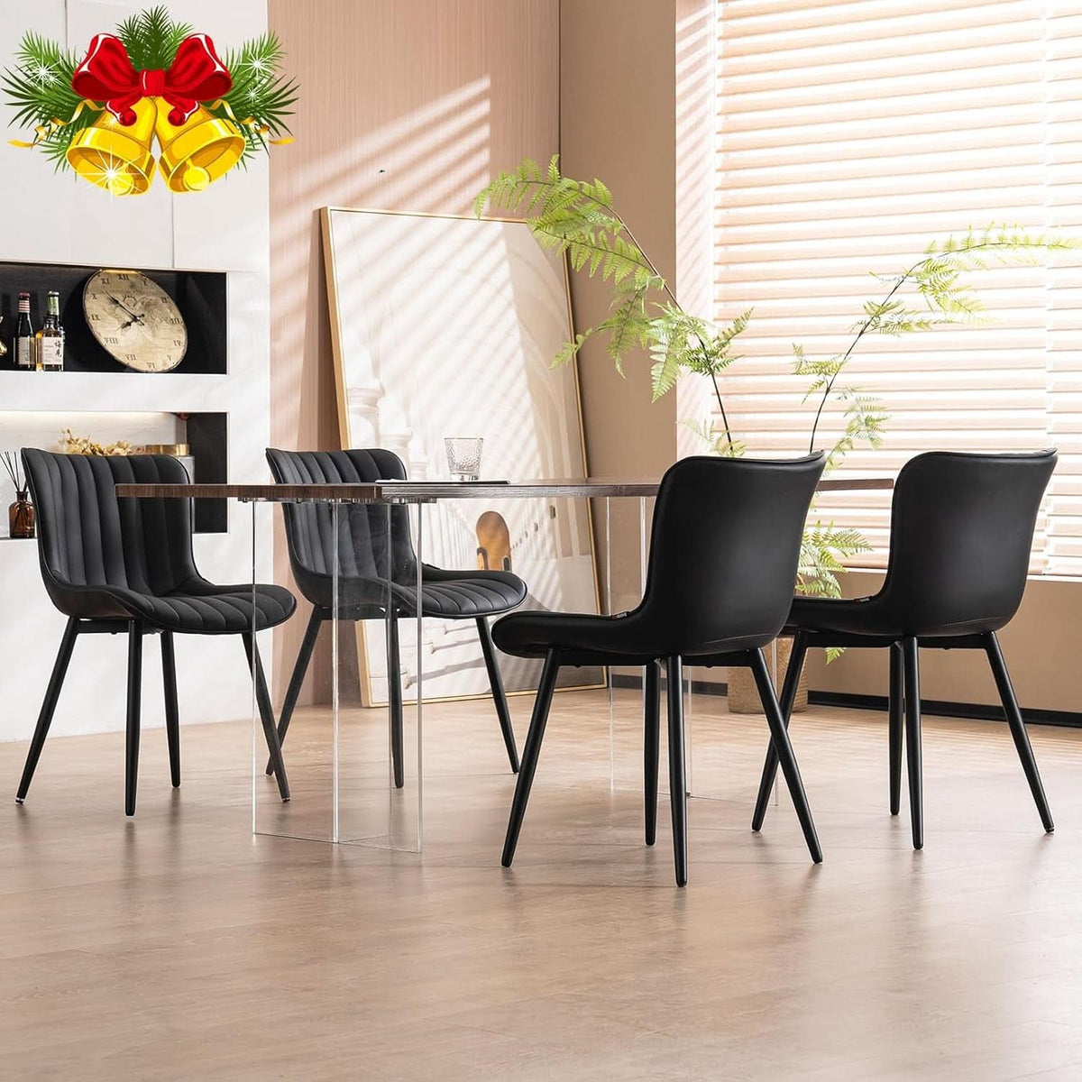 Black Upholstered Dining Chairs Set Of Two Modern Kitchen