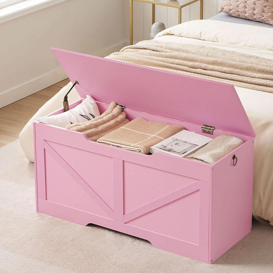 Rose Pink 39.4 Inches Premium Storage Bench Toy Chest