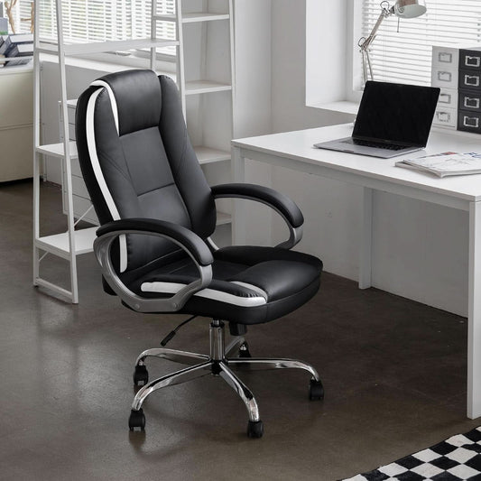 Ergonomic Black Leather Office Chair With Lumbar Support-1
