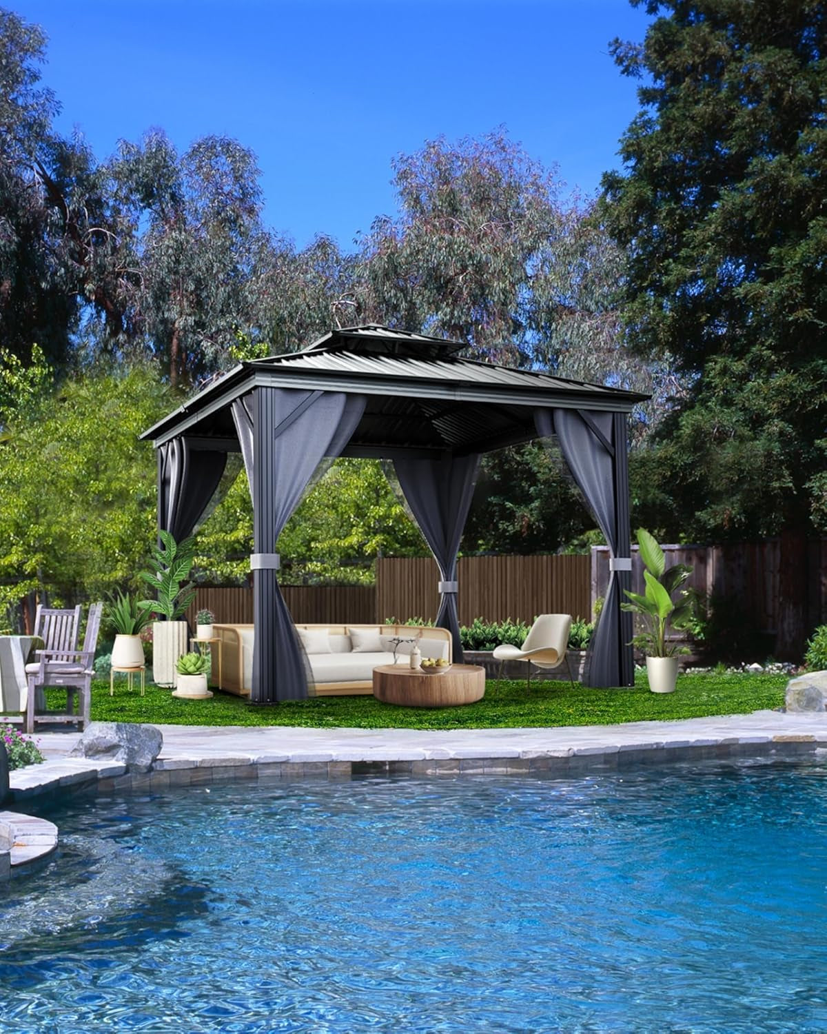 10x10 Hardtop Gazebo Aluminum Frame Outdoor Weatherproof