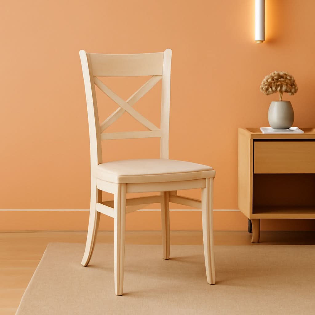 Set Of 2 35.8 In Parawood X Back Dining Chairs Unfinished